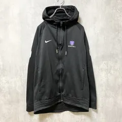 【3点以上まとめ買いで20%OFF】古着 used　NIKE ナイキ　長袖パーカー　トラックジャケット　ジャージ　ロゴ刺繍　黒　ブラック　フルジップ　バスケ