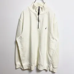 【3点以上まとめ買いで20%OFF】古着 used　NAUTICA ノーティカ　長袖ハーフジップスウェット　トレーナー　白　ハイネック　秋冬服　XLサイズ