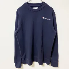 【3点以上まとめ買いで20%OFF】古着 used　Champion チャンピオン　長袖ワンポイントロゴ刺繍スウェット　トレーナー　ネイビー　秋冬服　Mサイズ