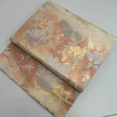 名古屋帯 正絹 花唐草 銀彩 引箔 九寸 MA-886