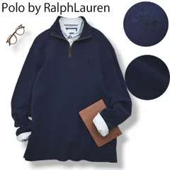 00s Polo ラルフローレン ハーフジップ ニット トレーナー LL 紺