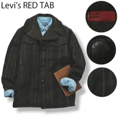リーバイス レッドタブ 裏ボア ランチコート  M ストライプ柄 焦げ茶