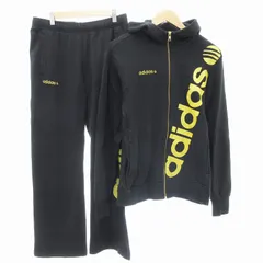 アディダスネオ adidas neo セットアップ ジャージ パーカー フーディー ジップアップ イージーパンツ ラメ加工 M 黒 ブラック /UD