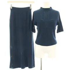 ユニクロ UNIQLO × mamekurogouchi セットアップ 上下 3Dメッシュニット カットソー 半袖 3Dリブロングスカート タイトスカート マキシ M L 紺 ネイビー 251-458373 251-458372 /HN