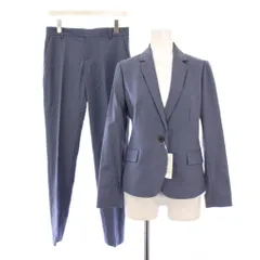 グリーンレーベルリラクシング ユナイテッドアローズ green label relaxing セットアップ テーラードジャケット アウター シングル 総裏地 テーパードパンツ スラックス ジップフライ ウール 34 青 ブルー タグ付き /BB