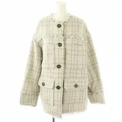 リエンダ rienda 23AW ノーカラーツイードウールMIX CT ジャケット S グレー /HK ■OS