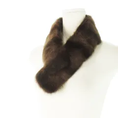 バルマン BALMAIN ファーティペット ラビット 毛皮 ストライプ ミックス 焦げ茶 ダークブラウン /CK19 ■GY11のサムネイル