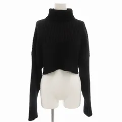 ザラ ZARA 美品 リブニット セーター タートルネック クロップド丈 長袖 M 黒 ブラック /AE