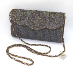 ビーズ刺繍 クラッチバッグ ショルダー 2way 昭和レトロ パーティーバッグ