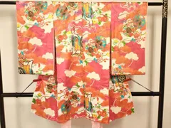 平和屋着物[]お宮参り　女の子　祝着　産着　初着　のしめ　御所車鼓花文　金彩　逸品　DAAR6264ma