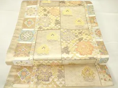 平和屋着物▼六通柄袋帯　牡丹唐草文　金糸　正絹　逸品　DAAX3438az