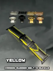 アップルウォッチ　ブラックxイエロー　カーボンラバーベルト