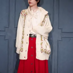 EU VINTAGE ABEL FLOWER EMBROIDERY DESIGN MOHAIR KNIT CARDIGAN/ヨーロッパ古着お花刺繍デザインモヘアニットカーディガン