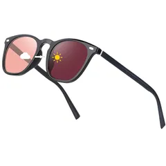 【迅速発送】[Uacllcau] 調光 偏光サングラス メンズ レディース - 紫外線カット 色眼鏡 色が変わるサングラス ゴルフ 運転用 釣り ランニング 野球 薄い色 カラーレンズ (色が変わるピンク) 1