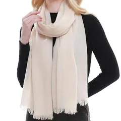 【新品】 [RIIQIICHY] ガーゼ マフラー 大判 スカーフ夏ストールレディース 薄手 無地 UVカット 日焼け防止 冷房対策 ショール 洗濯可 春 夏 プレゼント 結婚式母の日 贈り物アイボリー 1