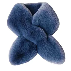 【新品】 [CHIPP'S] フラッフィーファーティペット レディースティペット ふわふわ あたたか フェイクファー 差し込み 襟巻き マフラー 小顔 高見え 防寒 リボン 成人式 プレゼント (ブルーグレー) 0