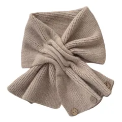 【新品】 [Weuiean] ネックウォーマー レディース メンズ 子供 クロス 差込マフラー ニットマフラー マフラー スヌード 人気 秋冬 防寒 可愛い かわいい SFN-261（カーキ） 1