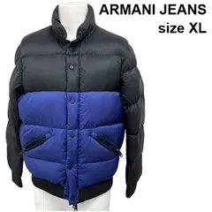 ■ アルマーニジーンズ ARMANI JEANS ダウンジャケット バイカラー 黒 ブルー 52  185/104A XL メンズ S5X107のサムネイル