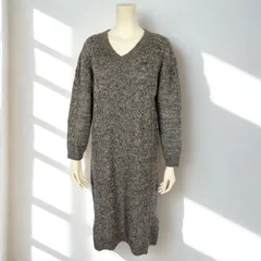 コーエン coen　Vネック ケーブル編み ニットワンピース　グレー/マーブルカラー　レディース