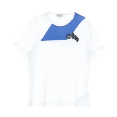 サルヴァトーレ・フェラガモ 白 バイカー プリンティング 半袖 Tシャツ L