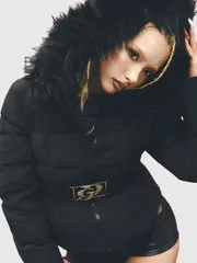 GYDA ジェイダ ダウン ジャケット ショート GD ベルト付き ショート ダウン コート シンプル ファー付き 軽量 072550040101 GD Belted Short Down Coat