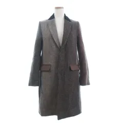 ハリスツイード Harris Tweed チェスターコート ひざ丈 長袖 切替 ウール 1625-139-3622 茶 ブラウン M ■FFのサムネイル