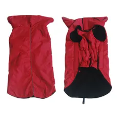 犬服 冬 アウター 小型犬 袖なし ベスト ジャケット レインコート 防寒 撥水 フリース リード穴付き 着せやすい 保温 軽量 雪 登山 あたっか 犬の服 冬服 ペット服 レッド XSサイズ