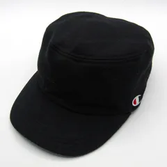 チャンピオン ワークキャップ ロゴ ベルクロ 帽子 ブランド メンズ 57-59cmサイズ ブラック Champion 【中古】