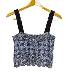 ザラ ニット トップス ビスチェ キャミソール 未使用品 レディース Sサイズ 水色×黒 ZARA