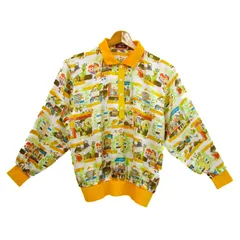 エレッセゴルフ ポロシャツ トップス 長袖 総柄 ゴルフウエア レディース Mサイズ イエロー ellesse GOLF 【中古】