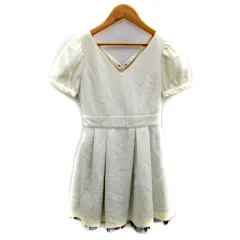 マーキュリーデュオ MERCURYDUO ワンピース ミニ丈 半袖 Vネック 無地 ウール F 白 ホワイト /SY30