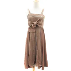 アーベーセーアンフェイス abc une face キャミソールワンピース ロング丈 リボン チュール M ブラウン 茶 /YM26