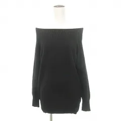 エポカ EPOCA 美品 カシミヤ オフショルダー ニット セーター トップス 40 Lサイズ 黒 ブラック