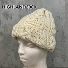 【英国製ブリティッシュウール】HIGHLAND2000 ハイランド2000 ケーブル編み ニット帽 ビーニー クリーム色/生成り 暖かい ★ ◆■