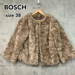 ボッシュ BOSCH コート ラムレザー ムートン ファー 40 ベージュ 