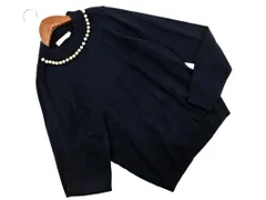 earth music&ecology アースミュージック＆エコロジー パールビーズ ニット セーター sizeS/紺 ◇■ レディース