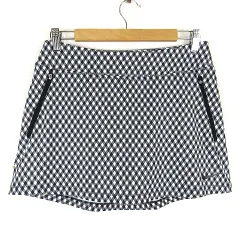 ナイキゴルフ NIKE GOLF スカート インナーパンツ 一体型 ギンガムチェック ロゴ ドライフィット 速乾 吸汗 ゴルフウエア ストレッチ M 黒 ブラック 白 ホワイト