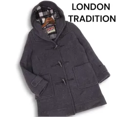 英国製★ LONDON TRADITION ロンドントラディション 秋冬 裏地チェック ウール ダッフルコート Sz.34 レディース 灰