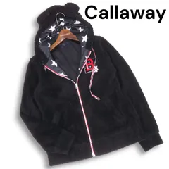 Callaway キャロウェイ ゴルフ 秋冬 ベア くま耳付き♪ ボア ジップアップ パーカー Sz.L　レディース 黒