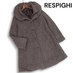 RESPIGHI レスピーギ 秋冬★ ウール混 ツイード ボリュームカラー コート Sz.38　レディース