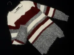 INGNI イング Vネック ボーダー ニット セーター sizeM/白ｘえんじｘグレー ◇■ レディース