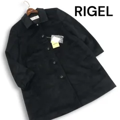 【新品】 RIGEL リゲル 秋冬★ アンゴラ ウール ステンカラー コート Sz.15AR レディース 黒 大きいサイズ フォーマルにも