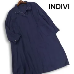 INDIVI インディヴィ 通年★ スタンドカラー コート ライトアウター Sz.15 レディース ネイビー 大きいサイズ 日本製