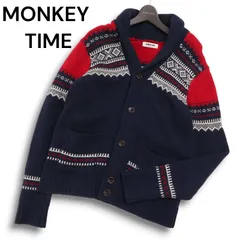 MONKEY TIME モンキータイム ユナイテッドアローズ ウール100％★ ショールカラー ニット カーディガン Sz.L メンズ
