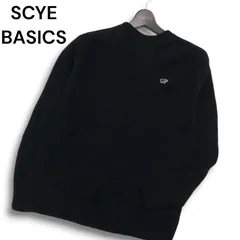 SCYE BASICS サイ ベーシックス 秋冬 ウール100％★ ロゴ クルーネック ニット セーター Sz.36 メンズ 黒 日本製