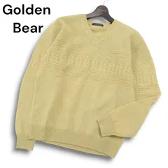 Golden Bear ゴールデンベア 秋冬 ウール100％★ 柄編み Vネック ニット セーター Sz.L メンズ