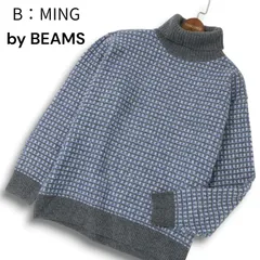23AW★ B:MING by BEAMS ビームス 秋冬 ウール混★ チェック 柄編み タートルネック ニット セーター Sz.L メンズ