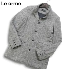 Le orme ルオルメ 秋冬★ ウール ツイード 中綿 キルティング コート Sz.3L メンズ グレー 大きいサイズ 特大