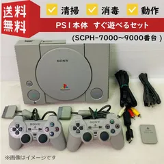 【すぐ遊べる】【動作確認済み】 SONY PS1 本体 純正コントローラー２個 SCPH-7000～9000 ソニー プレイステーション プレステ デュアルショック 初代 初期