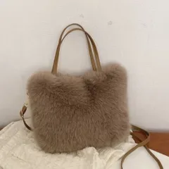 ファーバッグ 2way ハンドバッグ ショルダーバッグ ふわふわ モコモコ ブラウン